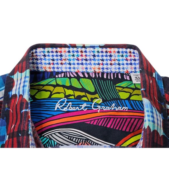 Robert Graham Cul De Sack Short Sleeve Shirt Men's XL Colorful Floral Tropical - Picture 4 of 13